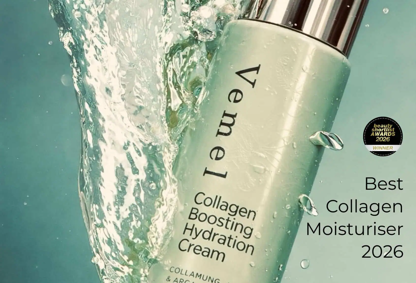 Award Winning Waterless collagen moisturiser texture with hydration droplets