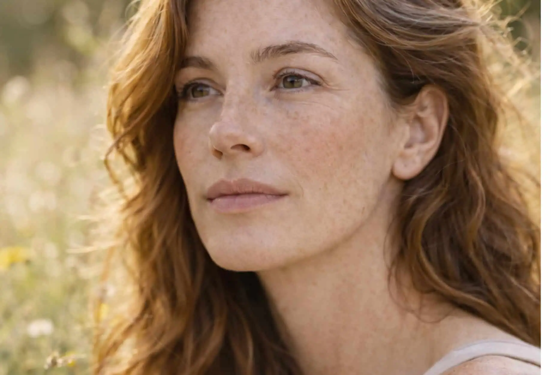 Woman in natural sunlight illustrating inflammaging and skin barrier health