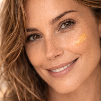 Applying Vemel waterless organic Vitamin Rich Face Butter moisturiser to the skin