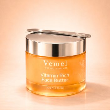 Vemel waterless organic Vitamin Rich Face Butter creamy texture on spatula