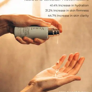 Collagen Boosting Hydration Cream being dispensed to show texture and clinically proven hydration and firmness results.