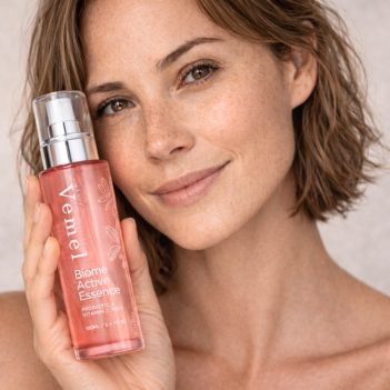 Vemel Biome Active Essence organic probiotic face mist supporting the skin microbiome and hydration