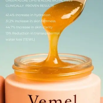 Waterless glow mask texture spooned from jar