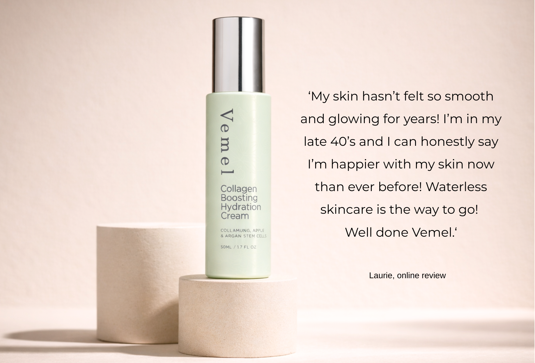 Best collagen cream Vemel waterless organic collagen boosting hydration cream supporting skin elasticity